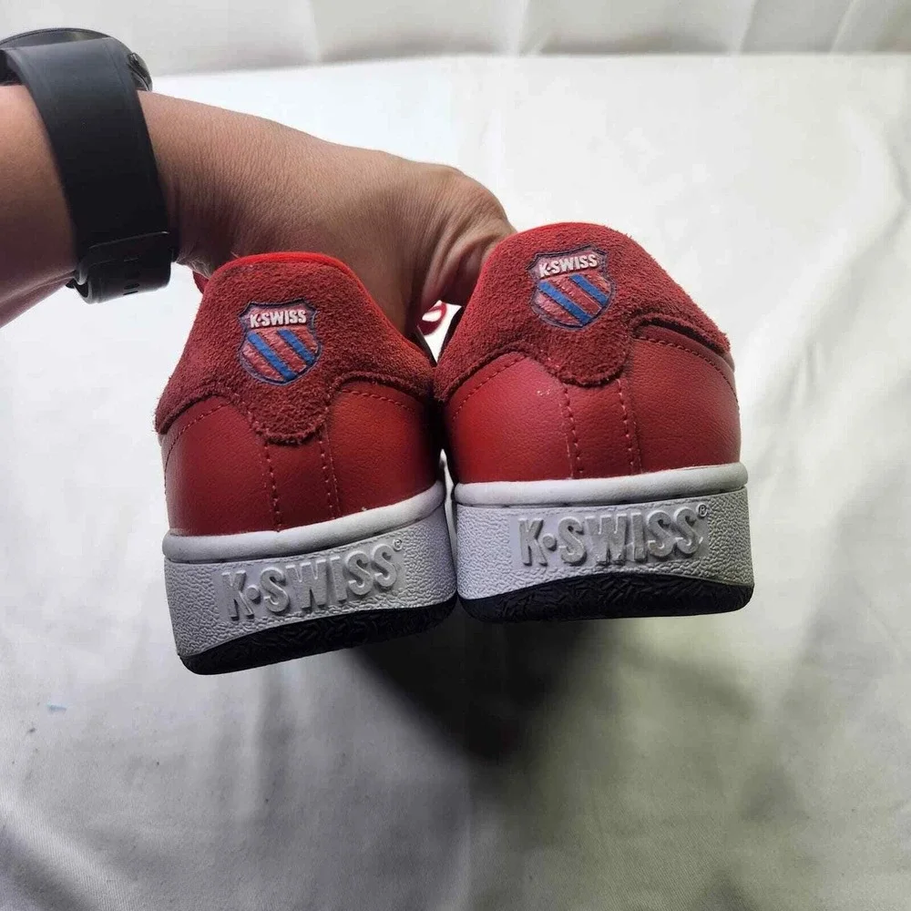 K-Swiss Classic VN Red Leather Sneakers Womens Size 8.5 Low Top Shoes 95226-642